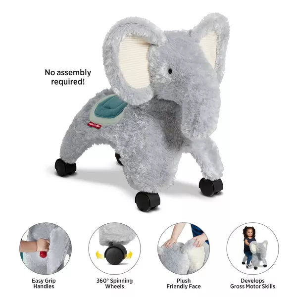 RADIO FLYER ELLIE THE ROLLING ELEPHANT RIDE-ON: STEEL & PLASTIC TOY- LIGHT GRAY - Like New