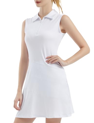 FKEEP WOMEN'S TENNIS GOLF DRESSES ZIPPER V-NECK SPORT ATHLETIC, SIZE: S - WHITE - Like New