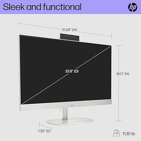 HP AIO 24-CR0110 23.8" FHD AMD ATHLON SILVER 7120U 8GB 256GB SSD - SHELL WHITE - Like New