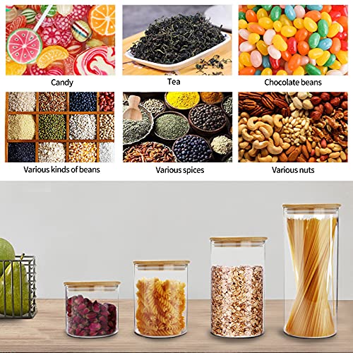 SIXAQUAE Glass Food Storage Containers Jar Seal Bamboo Lids 4 Pack 1000ml - Like New