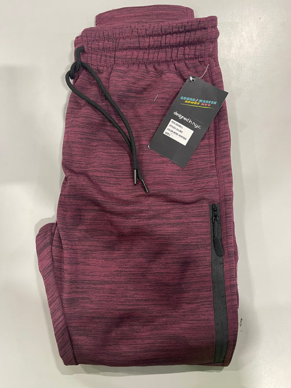 LOGAN AND MARTIN SPORT NYC SPORT JOGGER SWEATPANTS - SIZE: MEN L - WINE HEATHER - Like New