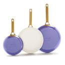 GREENPAN HARD ANODIZED CERAMIC NONSTICK SKILLET SET, 8" 10" 12" - PERIWINKLE - Like New
