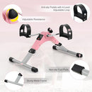GOPLUS MINI EXERCISE BIKE, FOLDING UNDER DESK BIKE PEDAL EXERCISER LCD - PINK - Like New