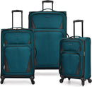 U.S. Traveler Aviron Bay Expandable Softside Spinner Wheels 3 Piece Luggage-TEAL Like New