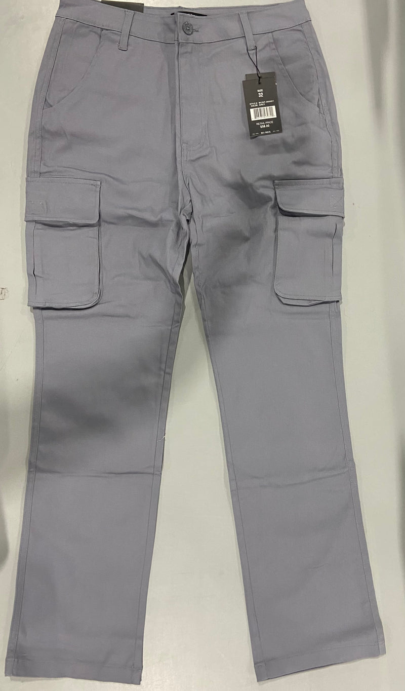 BLU ROCK MEN'S FLEX STRETCH COTTON CARGO PANTS, SIZE 32 - GRAY - Brand New
