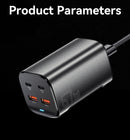 ESSAGER JIYUE 67W GAN DUAL USB C AND USB A PD CHARGER - DARK GRAY - Like New