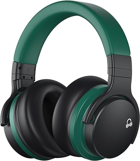 MOVSSOU E7 Active Noise Cancelling Headphones Bluetooth Wireless - Teal Green Like New