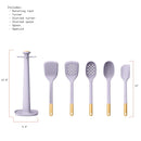 BEAUTIFUL 6-PIECE SILICONE KITCHEN UTENSIL TOOL SET ROTATING RACK - LAVENDER - Like New