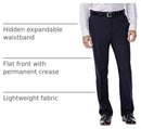 HAGGAR MEN'S E-CLO REPREVE STRIA FLAT FRONT DRESS PANT - 36W X 34L, 411 NAVY - Brand New