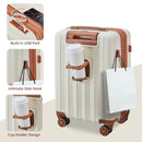 imiomo Carry on Luggage 18 Inch Suitcases with Wheels, Expandable - Beige Brown - Brand New