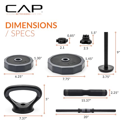 CAP BARBELL 66 LB MULTI-USE ADJUSTABLE WEIGHT SET - VERSATILE DUMBBELL - GRAY - Like New