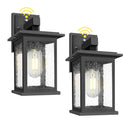 TOBUSA 2-Pack Dusk to Dawn Outdoor Wall Lights, Sensor & Seeded Glass - Black - Brand New