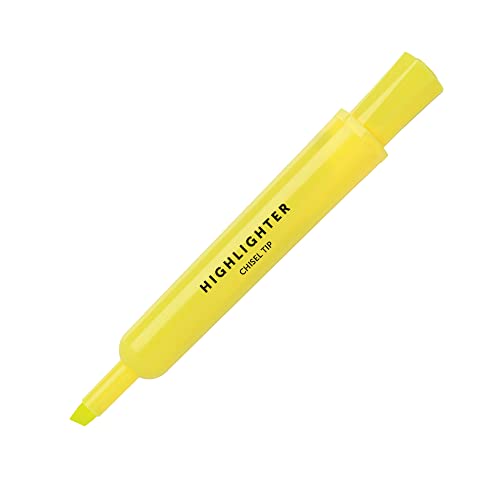OFFICE DEPOT CHISEL-TIP HIGHLIGHTER, FLUORESCENT YELLOW, 12 PACK OF 12 - Brand New