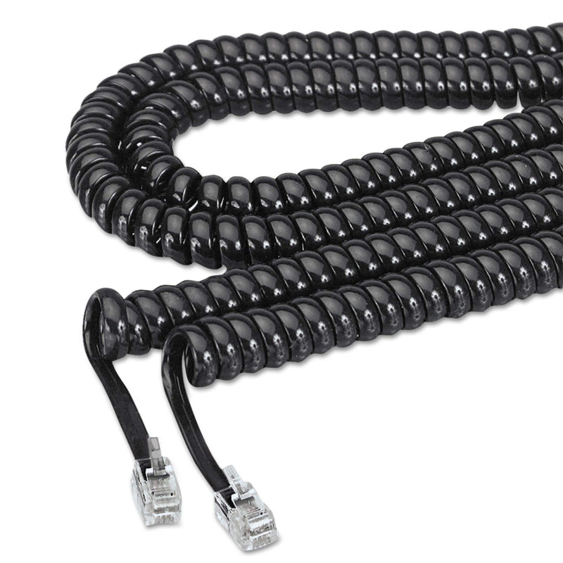 SOFTALK 42261 COILED PHONE CORD PLUG/PLUG 25 FT. - BLACK - Brand New