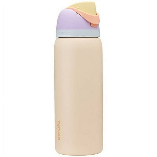 OWALA 32OZ FREESIP STAINLESS STEEL WATER BOTTLE - SANDY SHORES W/ YELLOW LID - Like New