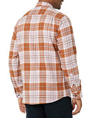 AMAZON ESSENTIAL MEN'S FLANNEL SHIRTS LONG SLEEVE SLIM-FIT BROWN/LILAC PLAID - Brand New