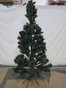 GENERIC CHRISTMAS TREE WITH PINE CONES AND BERRIES 2.1M (6.89FT) - GREEN - Like New