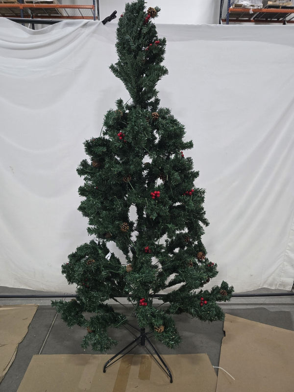 GENERIC CHRISTMAS TREE WITH PINE CONES AND BERRIES 2.1M (6.89FT) - GREEN - Like New