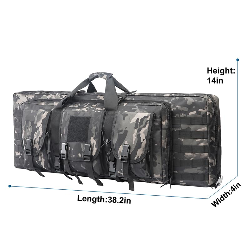 GENERICS GUN BAGS DOUBLE GUN CASE TACTICAL RIFLE BAG MAGAZINE POUCH 38" -CAMO - Like New