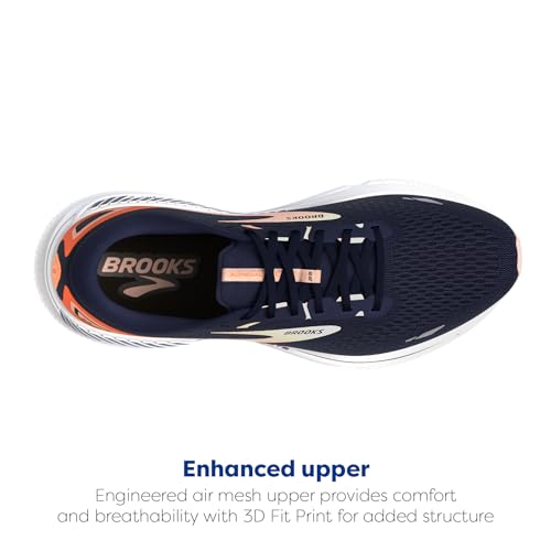 BROOKS WOMEN’S ADRENALINE GTS 23 SUPPORTIVE RUNNING SHOE PEACOAT/TANGERINE/PEACH - Like New