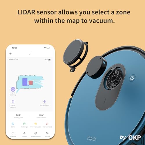 OKP Lidar Robot Vacuum Cleaner 4000Pa Suction Power No-Go Zone LiDAR Navigation - Like New