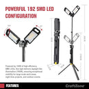 LED Work Light Telescoping Tripod Wide 120M 10000 Lumen Dual-Head 7000K Gray - Brand New
