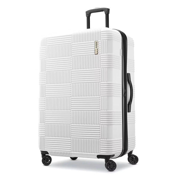 AMERICAN TOURISTER NXT HARDSIDE LARGE CHECKED SPINNER SUITCASE - WHITE - Brand New