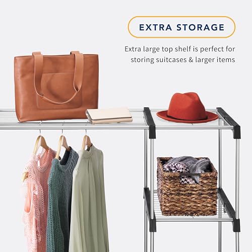 WHITMOR DOUBLE ROD FREESTANDING CLOSET ORGANIZER - GREY - Like New