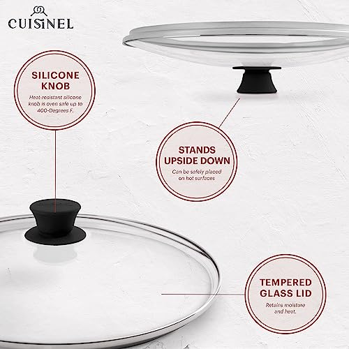 CUISINEL CAST IRON SKILLET LID 12" FRYING PAN GLASS COVER SILICONE C12612-G - Like New