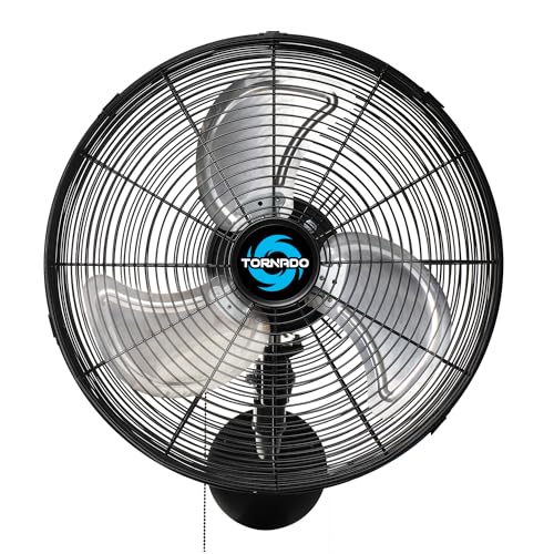 TORNADO PRO SERIES OSCILLATING WALL MOUNT FAN HIGH VELOCITY - BLACK - Like New