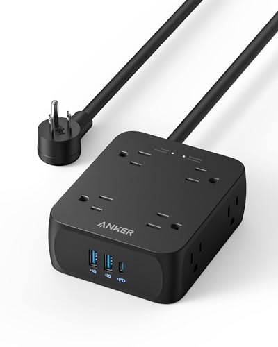 Anker Power Strip with USB Ports,5Ft,2 USB A,1 USB C - BLACK - Like New