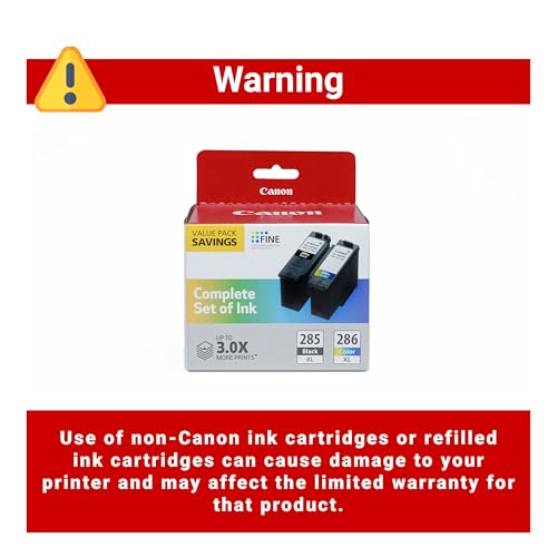 Canon PG-285 XL / CL-286 XL Genuine Ink Value Pack (2 Cartridges), 6196C004 - Brand New