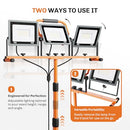 WELLUCK LED Work Lights with Stand - 3 Head Adjustable Work Light ORANGE/BLACK - Like New