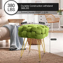 ACEHOME SQUARE OTTOMAN FOOTREST, VELVET FOOTREST STOOL, VANITY STOOL - GREEN - Like New