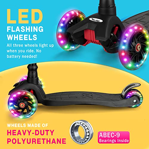Scooters for Kids 3-12 Years Old, 4 Adjustable Height, 3 Light Up Wheels - Black - Like New