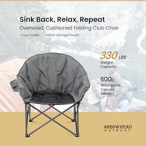 ARROWHEAD OUTDOOR Oversized Heavy-Duty Club Folding Camping Chair - Like New