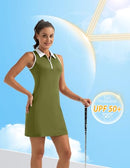 FKEEP WOMEN'S GOLF TENNIS DRESS SPORT ACTIVEWEAR V-NECK WITH SHORTS - L - YELLOW - Brand New