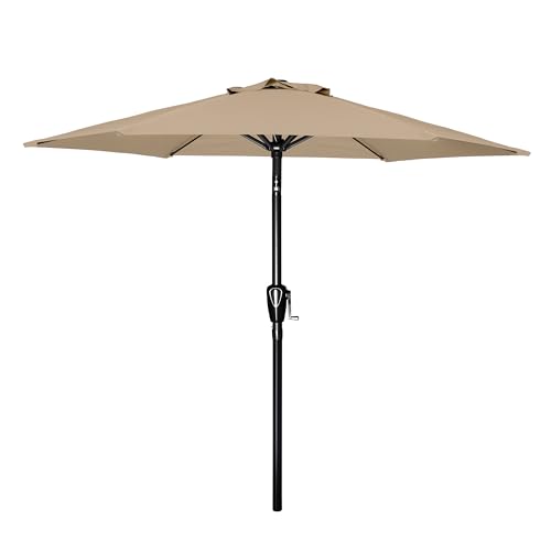 SIMPLE DELUXE 7.5FT PATIO UMBRELLA OUTDOOR TABLE MARKET YARD UMBRELLA - TAN - Like New