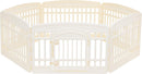 AMAZON BASICS ROUND DOG Playpen Pet Exercise Pen with Door 24" 6 PANEL - BEIGE - Like New
