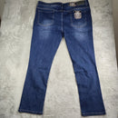 BLU ROCK JEANS MENS DENIM FLEX 4 WAY STRETCH STRAIGHT SLIM FIT, SIZE 42X31- BLUE - Brand New