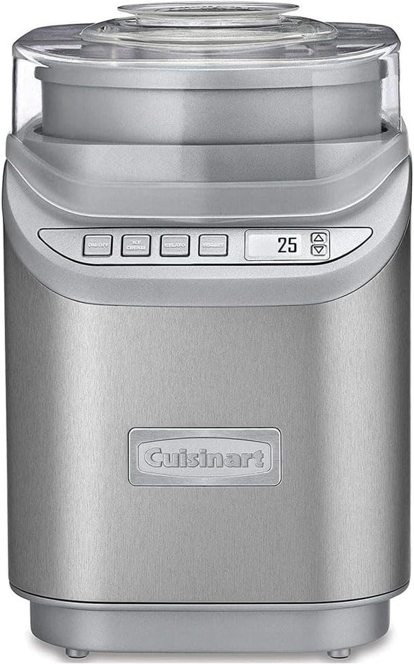 Cuisinart ICE-70FR 2QT Ice Cream Maker Machine with LCD Screen Stainless Steel Like New