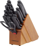 FARBERWARE NEVER NEEDS SHARPENING HIGH-CARBON KNIFE BLOCK HANDLES - BLACK - Like New