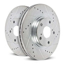 POWER STOP DISC BRAKE ROTOR SET-FRONT DRILLED ZINC PLATED BRAKE ROTOR PAIR - Like New