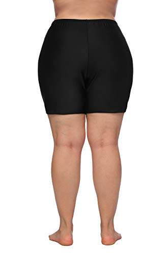 ATTRACO WOMEN'S SWIM SHORTS WITH POCKETS PLUS SIZE BOTTOMS BLACK SIZE 2XL - Brand New