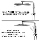 HYEASTR 12 inch Rainfall Shower Head Combo All Metal Dual Square - Chrome - Brand New