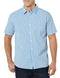 AMAZON ESSENTIALS MEN'S SLIM-FIT SHORT-SLEEVE POPLIN SHIRT LIGHT BLUE GINGHAM - Brand New