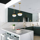 MOTINI Globe Pendant Light Matte Black Gold Brushed Brass White Opal Glass - Brand New