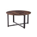 LIFE CONCEPT CORAL FLOWER ROUND COCKTAIL TABLE METAL FRAME RUSTIC BROWN BROWN - Like New