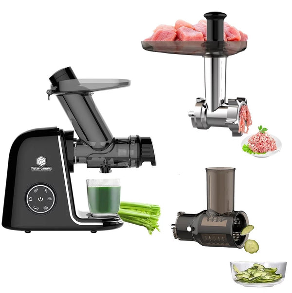 Movsou 3-IN-1 Multi-Use Cold Press Juicer Meat Grinder - BLACK - Scratch & Dent