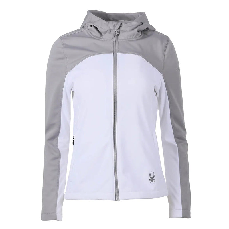 SPYDER WOMEN'S ALYCE SOFTSHELL JACKET WITH HOOD, WHITE, MEDIUM - Like New